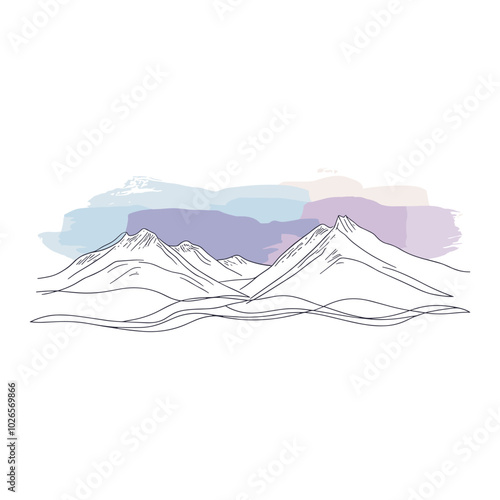 Abstract mountain range illustration with pastel colors