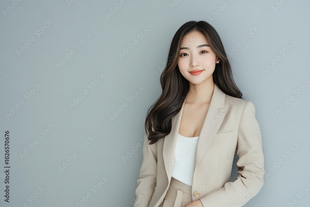 Portrait of charming asian woman with silky long straight hair Portrait of charming asian woman with silky long straight hair
