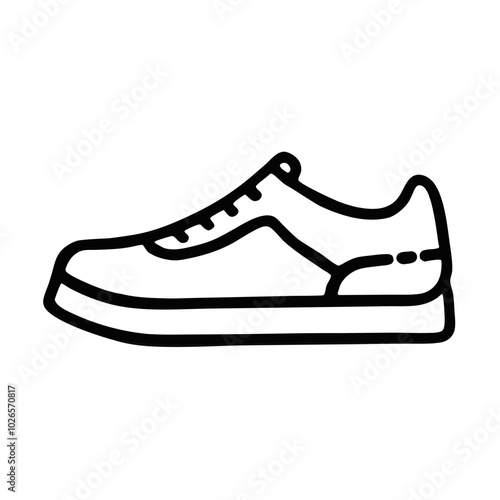 Sport sneaker design in black line art style 