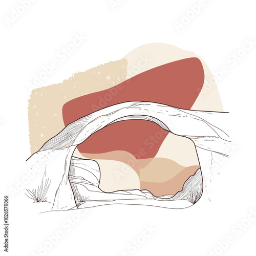 Illustration of a natural stone arch in the desert