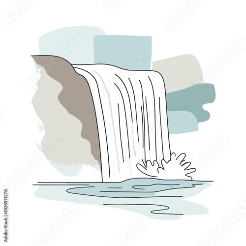 Minimalistic waterfall with abstract shapes