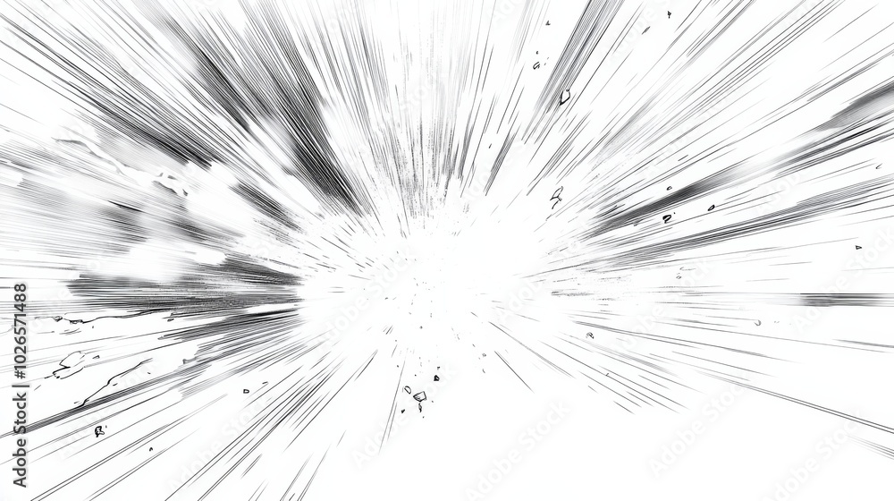 Obraz premium Dynamic Action Comic Book Panel Layout with Diagonal Lines and Speed Outline Effects on a White Background.