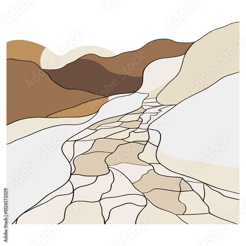 Abstract desert landscape with cracked earth texture