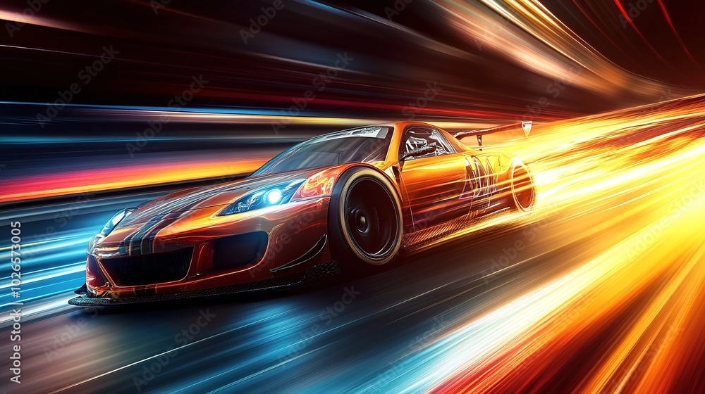 Sports car drifting around a sharp corner at high speed Sports car drifting around a sharp corner at high speed