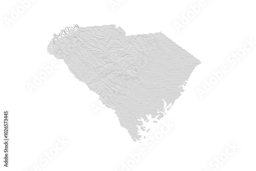 South Carolina Elevation Ridgeline Map - Topographic SVG Visualization of State Terrain from Atlantic Coastal Plain to Blue Ridge Mountains