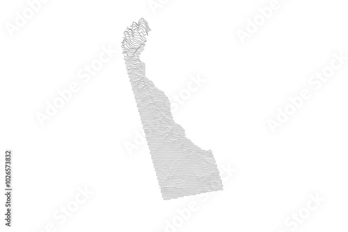 Delaware Elevation Ridgeline Map - Topographic SVG Visualization of State Terrain from Atlantic Coastal Plain to Piedmont Plateau