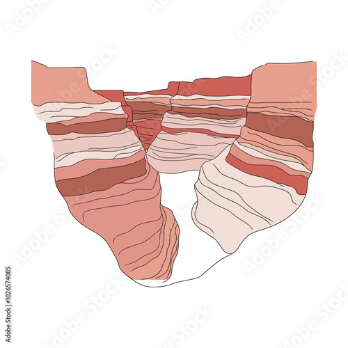 Illustration of layered canyon walls