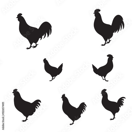 set of chicken vector