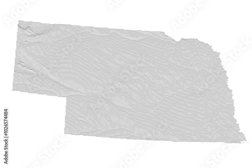 Nebraska Elevation Ridgeline Map - Topographic SVG Visualization of State Terrain from Missouri River Valley to High Plains