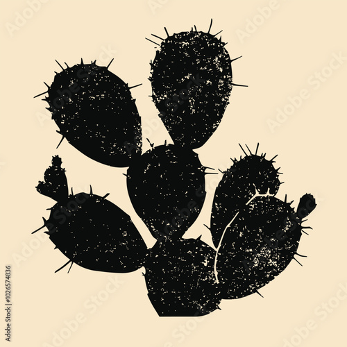 Prickly Pear Photocopy Effect with Grunge Texture, Y2K Aesthetic