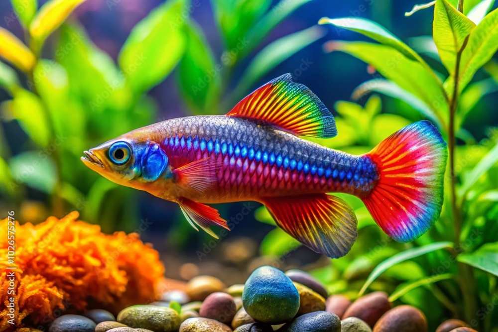 Fototapeta premium Stunning Microrasbora Fish in a Vibrant Aquarium Setting for Aquatic Enthusiasts and Freshwater Tank Lovers