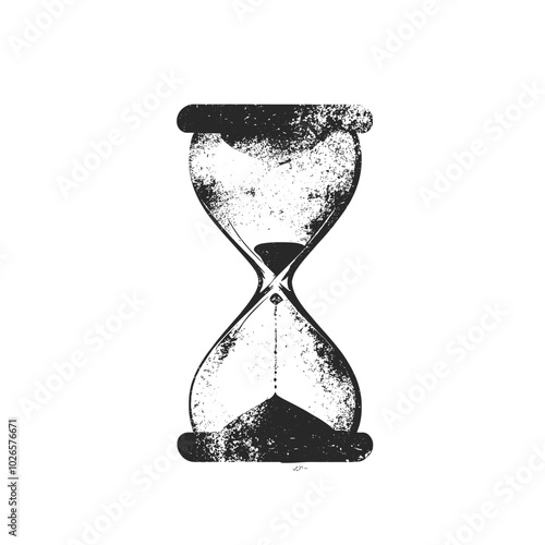 Hourglass with photocopy effect and grunge stippling texture. Y2K vector illustration for posters and t-shirts.