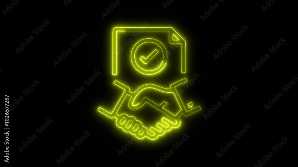 Business Skills Agreement Outline Icon in HD Video Neon Animation – Contract and Deal Symbol on Black Background Business Skills Agreement Outline Icon in HD Video Neon Animation – Contract and Deal Symbol on Black Background