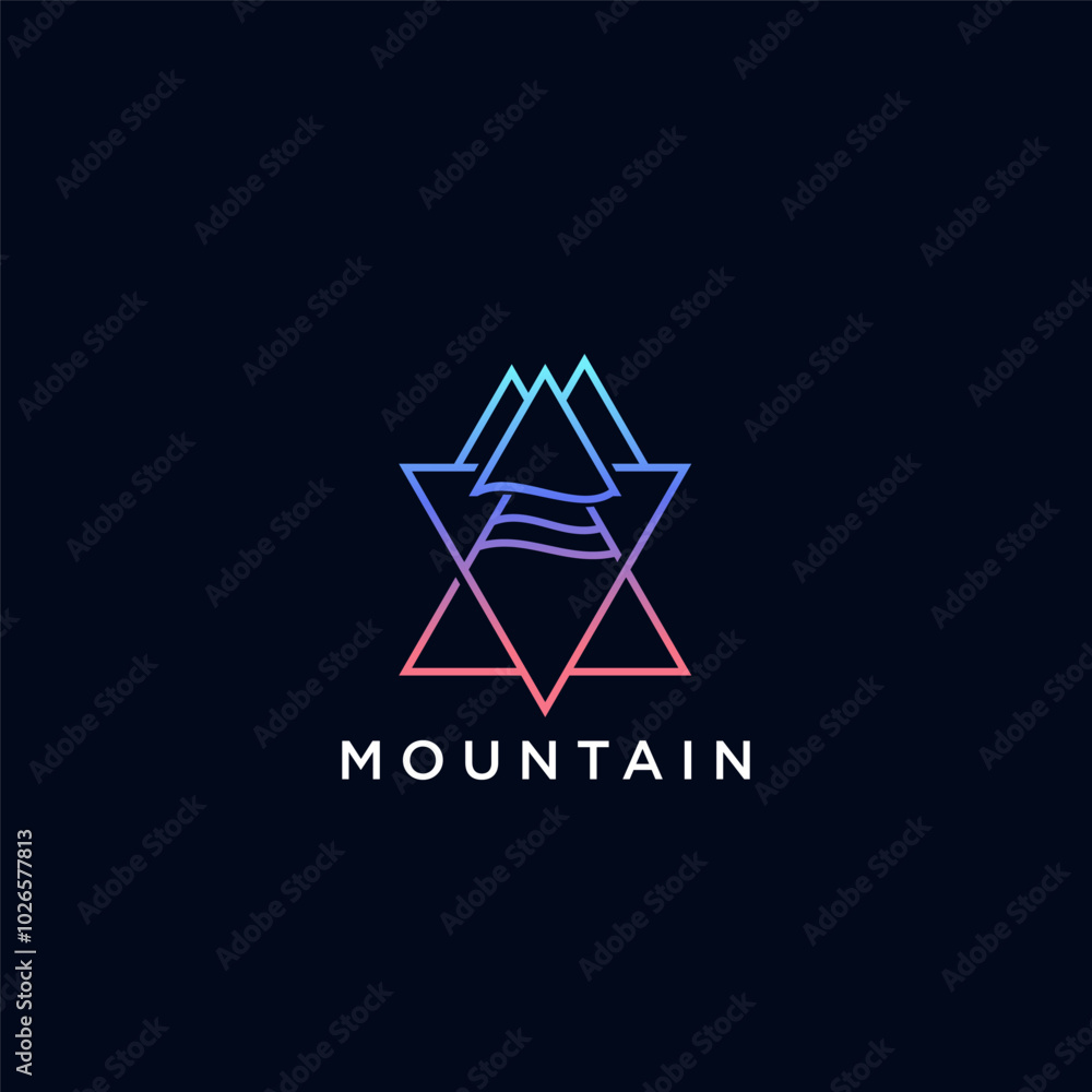 Simple modern mountain adventure line logo design, minimalist line art mountains graphic element icon logo design Simple modern mountain adventure line logo design, minimalist line art mountains graphic element icon logo design