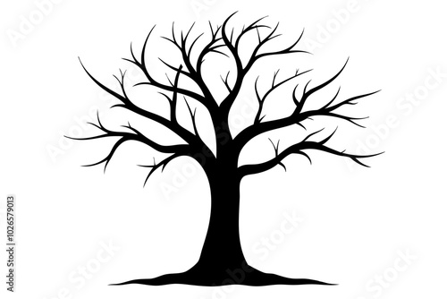 Tree without leaves silhouette | vector silhouette illustration on white background