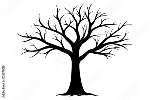 Tree without leaves silhouette | vector silhouette illustration on white background