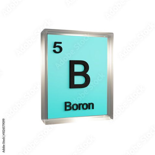 Boron side - Periodic Table Element, Scientific and Educational Use, Transparent and Translucent Design, 3D Render