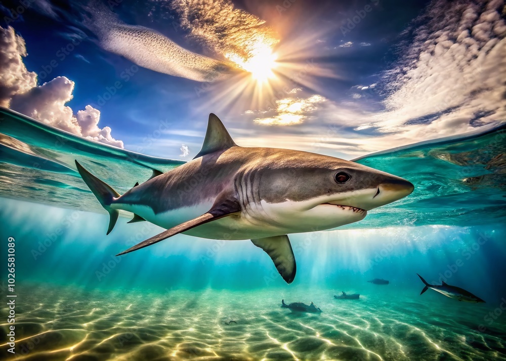 Obraz premium Stunning Shark Pics Featuring Majestic Sharks in Crystal Clear Water Capturing the Power and Grace of Ocean Predators