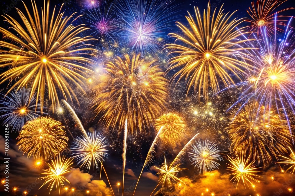 Stunning Silver and Gold Firework Display Illuminating the Night Sky in a Festive Celebration of Light and Colorful Stunning Silver and Gold Firework Display Illuminating the Night Sky in a Festive Celebration of Light and Colorful