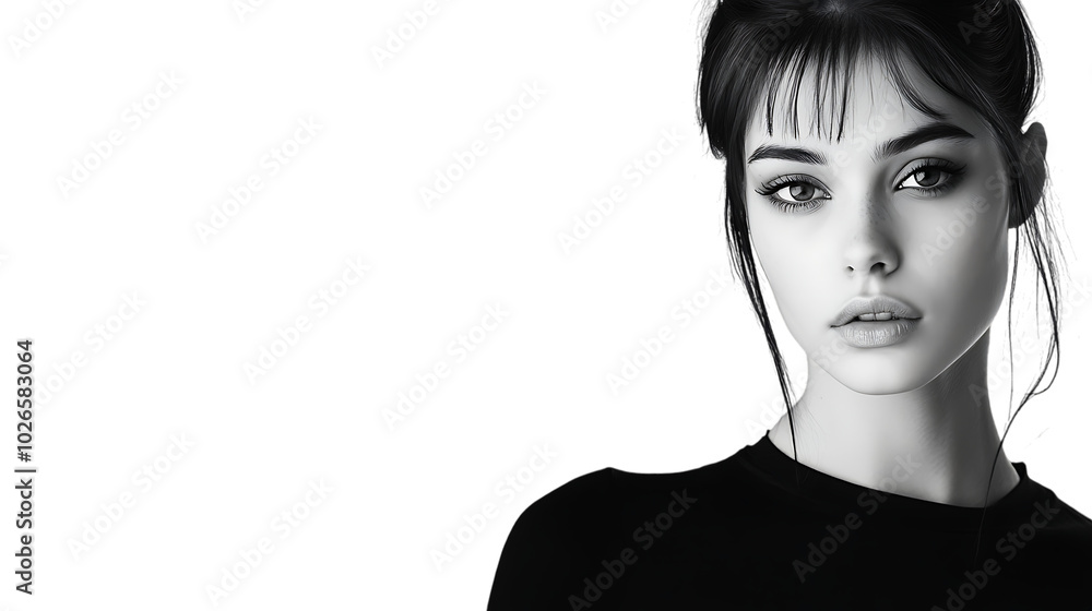 Elegant Female Model PNG Cutout, Floating Gracefully Against a Transparent Backdrop for Easy Use in Graphic and Web Designs