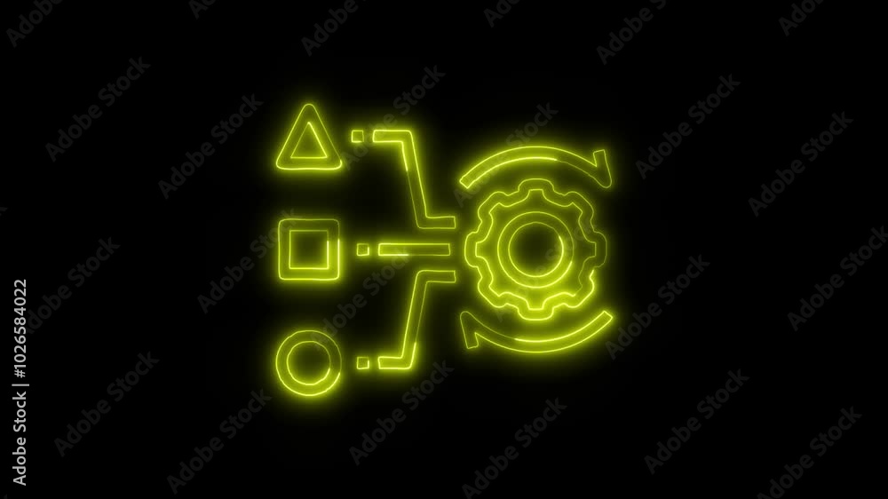 Data Analysis Simulation Outline Icon in HD Video Neon Animation – Modeling and Strategy Symbol on Black Background Data Analysis Simulation Outline Icon in HD Video Neon Animation – Modeling and Strategy Symbol on Black Background