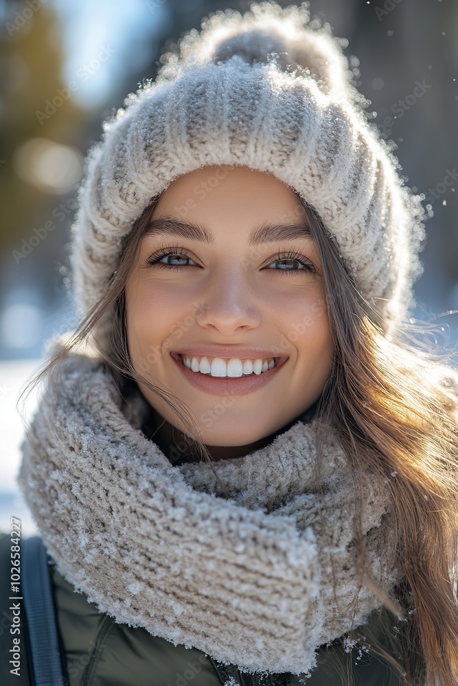 Beautiful young model woman dressed in warm clothes in winter park Beautiful young model woman dressed in warm clothes in winter park