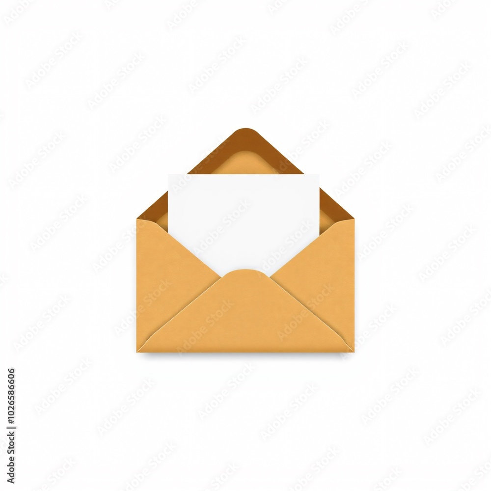 A closed golden envelope with a blank white card peeking out against a minimalistic background A closed golden envelope with a blank white card peeking out against a minimalistic background