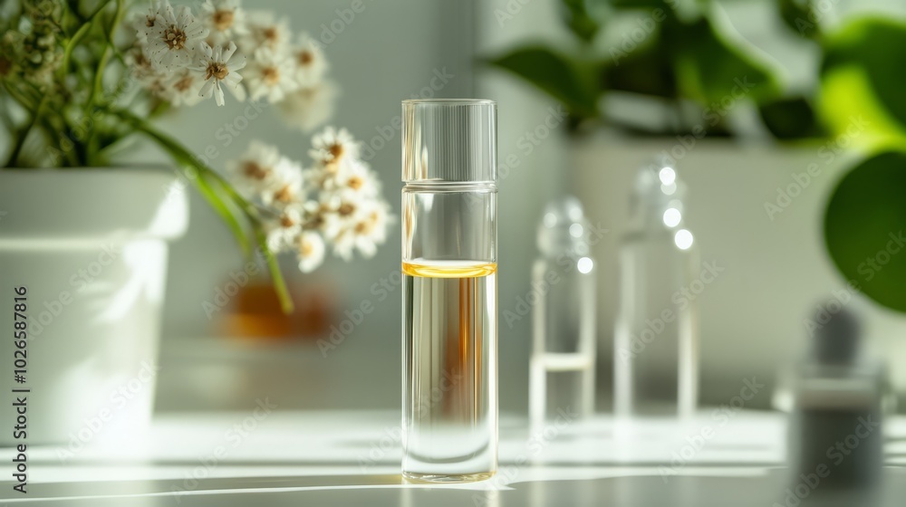 Essential Oil Sample in Glass Vial Essential Oil Sample in Glass Vial