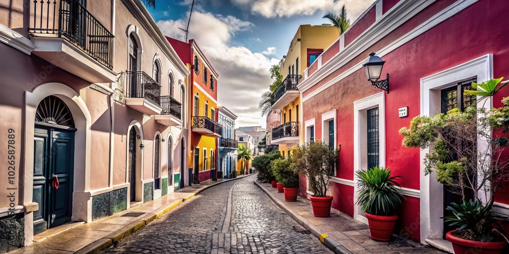 Obraz premium Colorful Streets of Old San Juan, Puerto Rico - Vibrant Architecture and Historic Charm