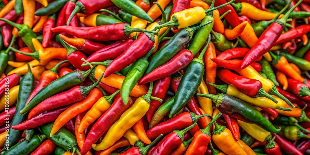 Vibrant Bird's Eye Chili Peppers Freshly Harvested for Spicy Dishes and Culinary Delights in Home Cooking and Vibrant Bird's Eye Chili Peppers Freshly Harvested for Spicy Dishes and Culinary Delights in Home Cooking and