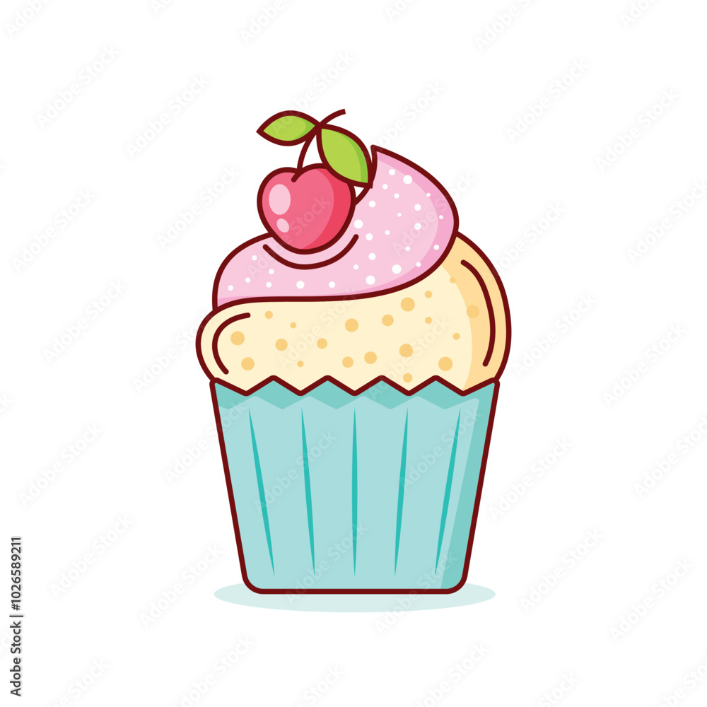 Sweet dessert icon in flat style. Cupcake vector illustration on isolated background. Muffin sign business concept. Sweet dessert icon in flat style. Cupcake vector illustration on isolated background. Muffin sign business concept.
