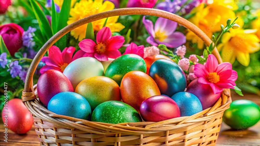 Naklejka premium Vibrant Easter Basket Colors for Spring Celebrations and Festive Decorations in a Cheerful Atmosphere