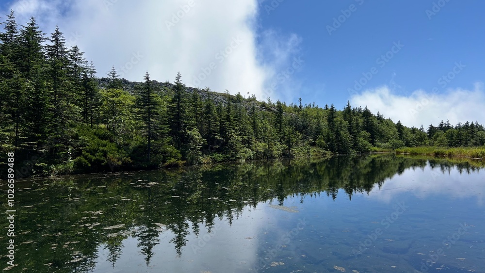 Obraz premium lake on top of a mountain on a sunny day