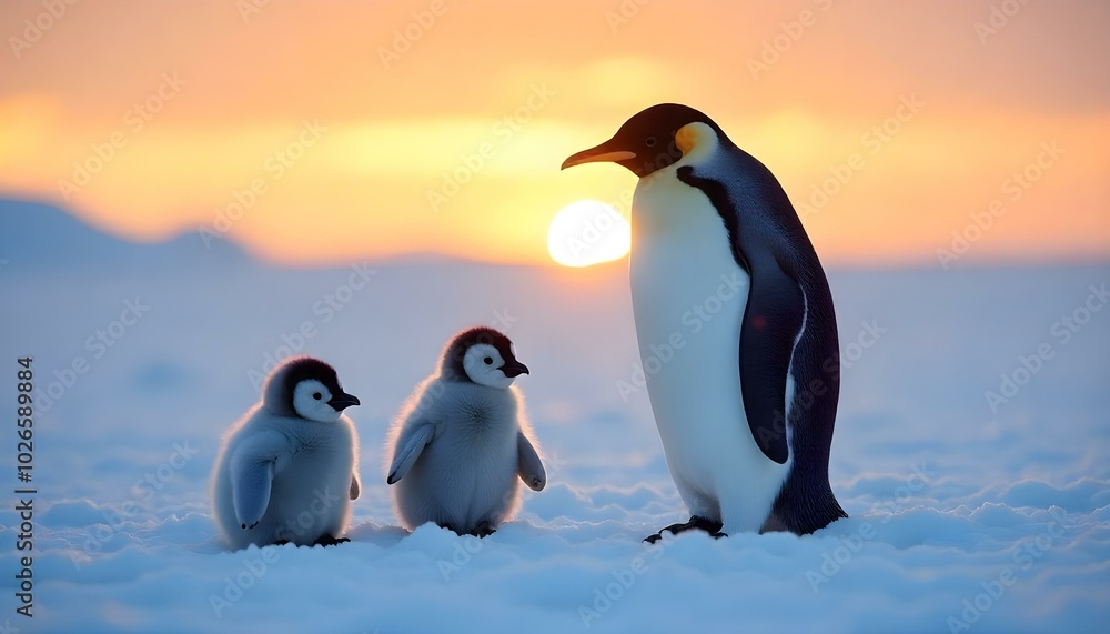 Obraz premium two penguins on the rocks