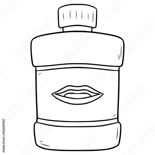 mouth wash illustration hand drawn outline vector