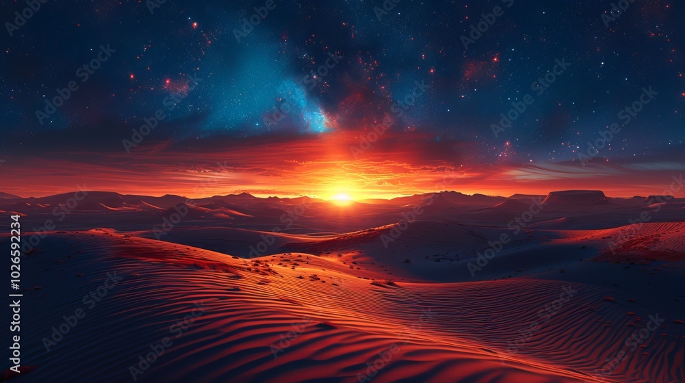 Radiant Full Moon Illuminates Alien Desert Landscape at Night