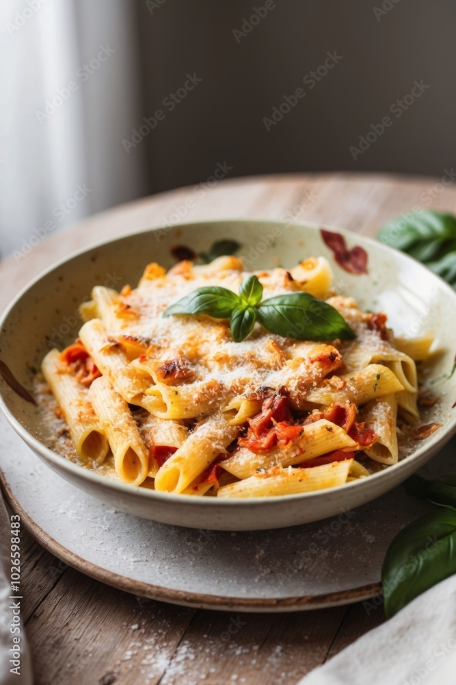 Delicious Baked Pasta Dish in Cozy Atmosphere. Delicious Baked Pasta Dish in Cozy Atmosphere.