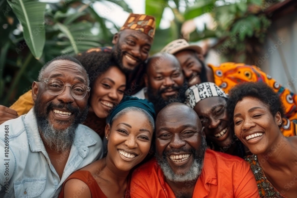 Group of happy african american friends smiling and looking at camera Group of happy african american friends smiling and looking at camera