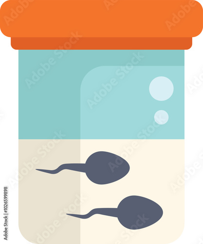 Sperm bank concept with sperm cells inside a container for artificial insemination and in vitro fertilization procedure