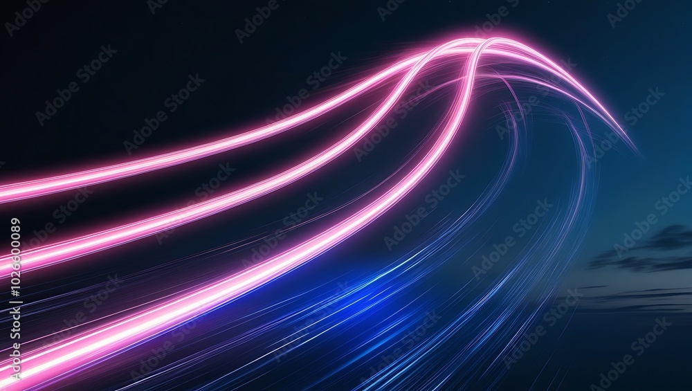 Abstract background with neon glowing lines. Generative Ai. Abstract background with neon glowing lines. Generative Ai.