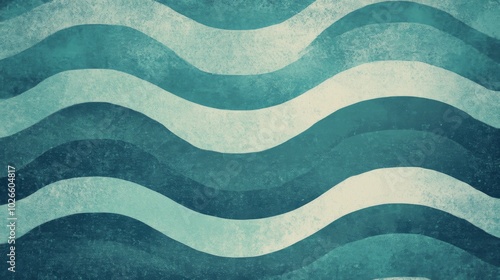 Retro grainy gradient background featuring a seamless texture effect in teal with an abstract wave pattern