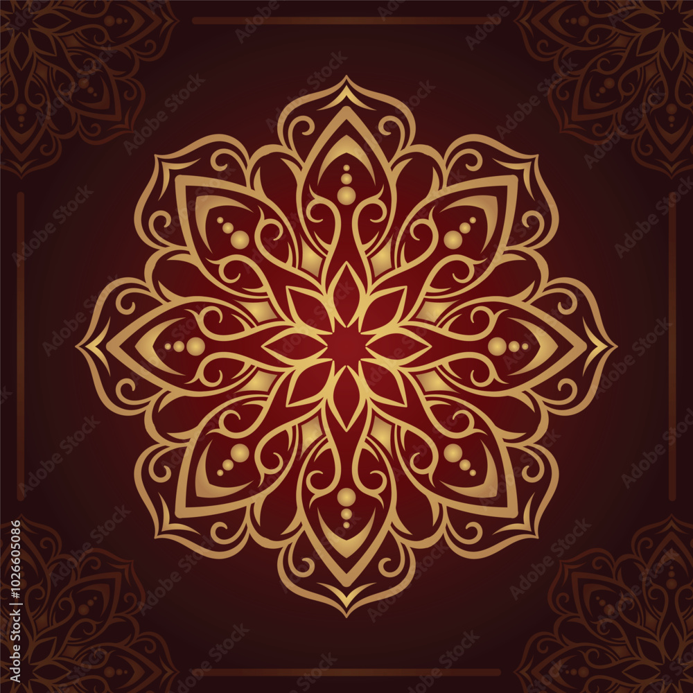 golden mandala ornament, round decorative design golden mandala ornament, round decorative design