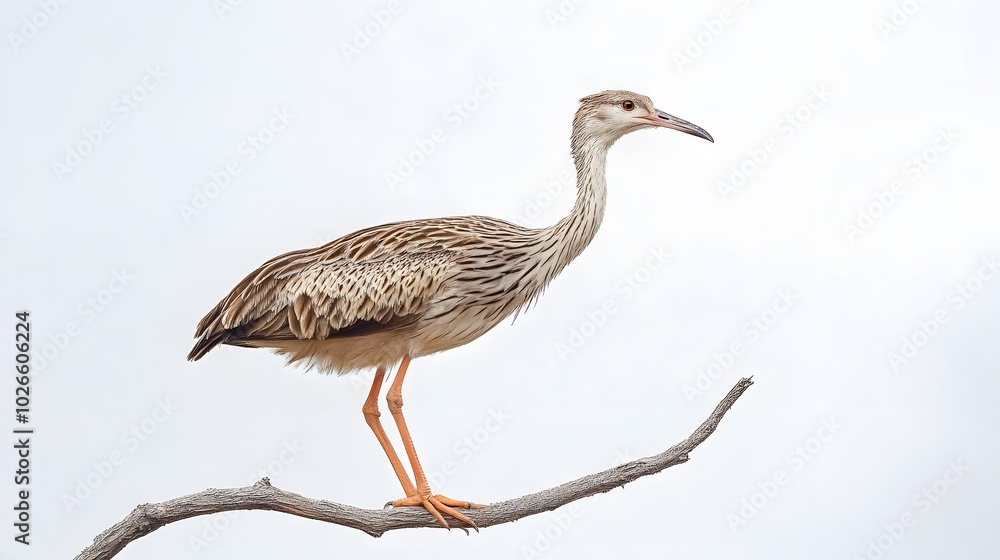 Obraz premium Black-legged Seriema Bird on White Background, Realistic Photo, Standard Background, Wallpaper, Cover and Screen of Smartphone, PC, Laptop, 16:9 and 9:16 Format
