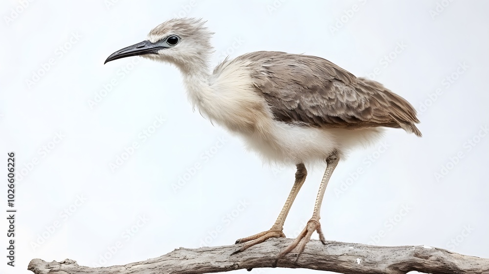 Obraz premium Black-legged Seriema Bird on White Background, Realistic Photo, Standard Background, Wallpaper, Cover and Screen of Smartphone, PC, Laptop, 16:9 and 9:16 Format