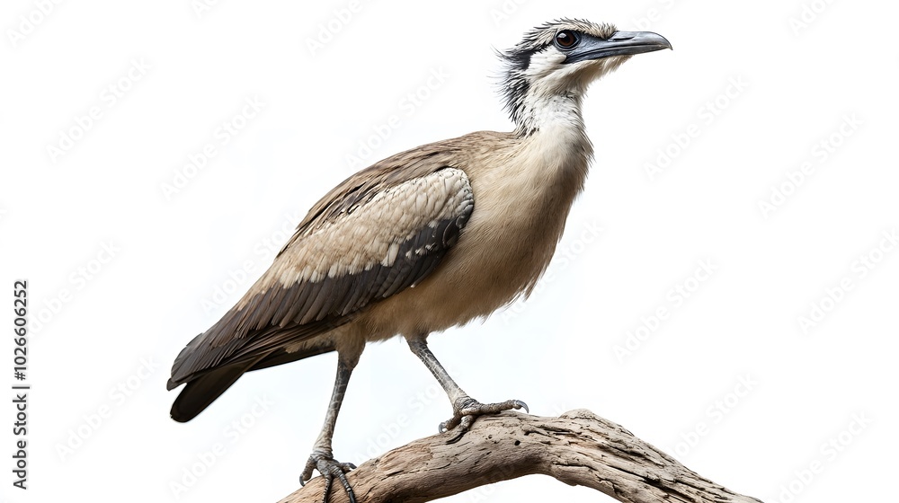 Obraz premium Black-legged Seriema Bird on White Background, Realistic Photo, Standard Background, Wallpaper, Cover and Screen of Smartphone, PC, Laptop, 16:9 and 9:16 Format
