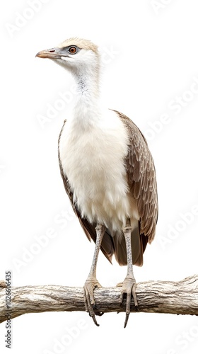 Black-legged Seriema Bird on White Background, Realistic Photo, Standard Background, Wallpaper, Cover and Screen of Smartphone, PC, Laptop, 16:9 and 9:16 Format