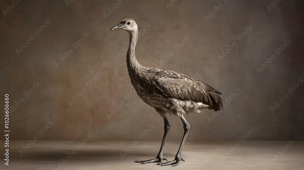 Obraz premium Black-legged Seriema Bird on Black Background, Realistic Photo, Pattern Background, Wallpaper, Cover and Screen for Smartphone, PC, Laptop, 16:9 and 9:16 Format