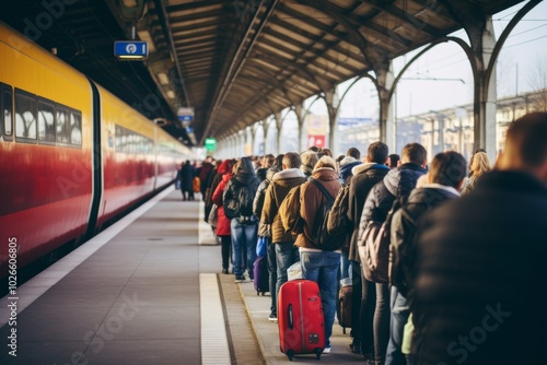 Wallpaper Mural Diverse crowd exiting public transport  a snapshot of everyday life on subways and buses Torontodigital.ca