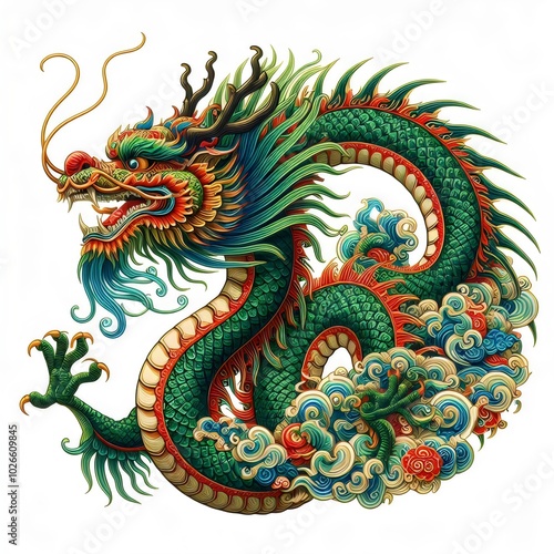 Wallpaper Mural chinese style dragon, national chinese dragon on white background Torontodigital.ca