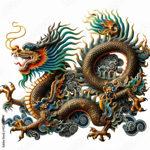 Wallpaper Mural chinese dragon, national symbol of China isolated on white background Torontodigital.ca